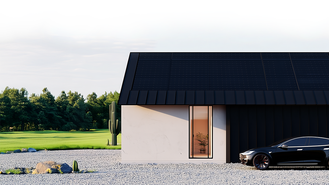 Casa moderna con paneles solares HexSolar